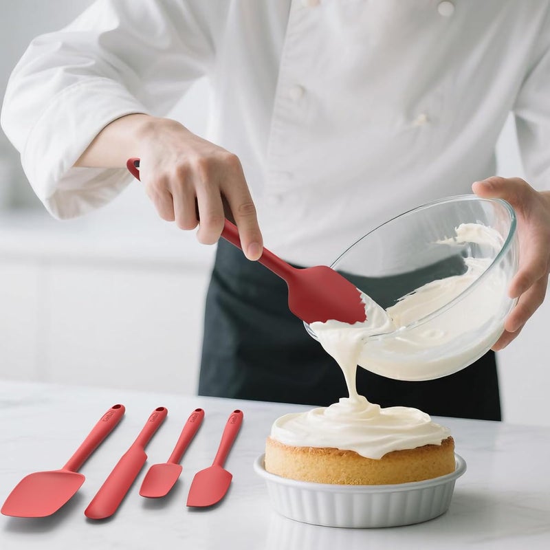 Coukre Silicone Spatula Set of 5,High Temperature Resistant, Food Grade Silicone, Dishwasher Safe, for Baking, Cooking (Pure Red) - Image 5